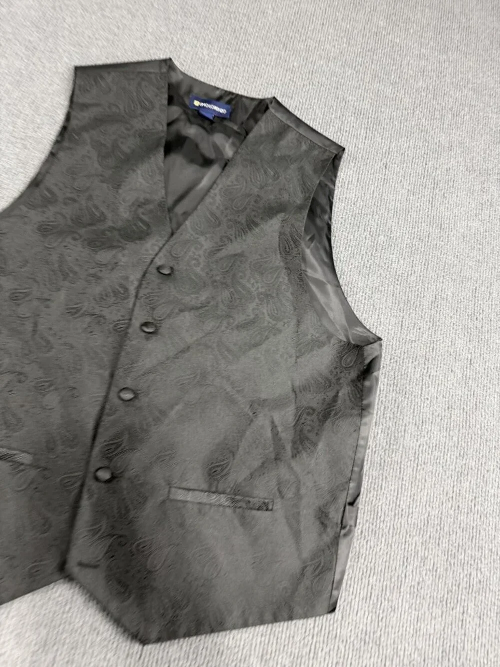 Umo Lorenzo Mens Black Paisley Vest S